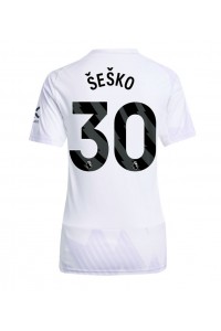 Manchester United Benjamin Sesko #30 Jalkapallovaatteet Naisten Vieraspaita 2025-26 Lyhythihainen